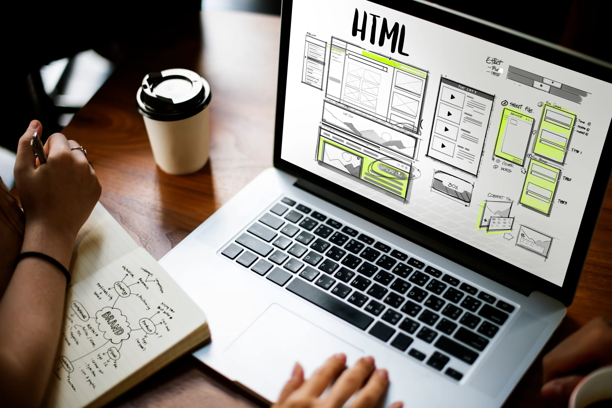 Custom website design service with responsive modern business website layout on desktop and mobile screen